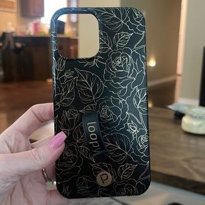 iPhone 12 Pro Max black enchanted rose loopy case